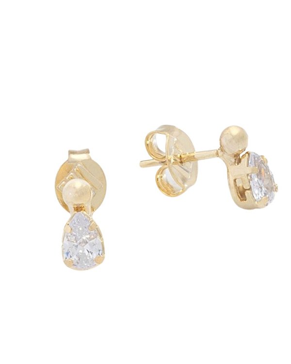 Brinco Gota Zircônia com Bolinha Dourada