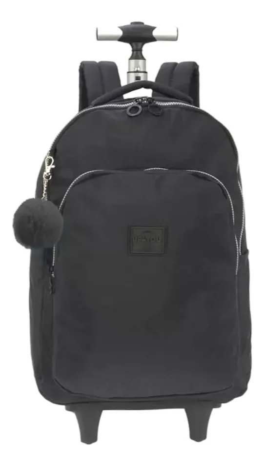 Mochila de Rodas Crinkle Up4You Preta com Chaveiro