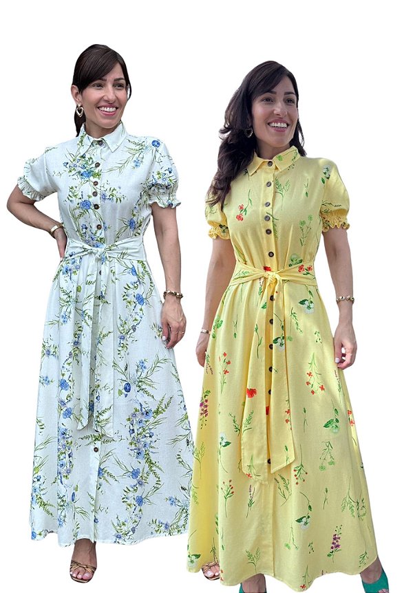 Vestido Chemise Dominique em Linho, Algodão e Viscose