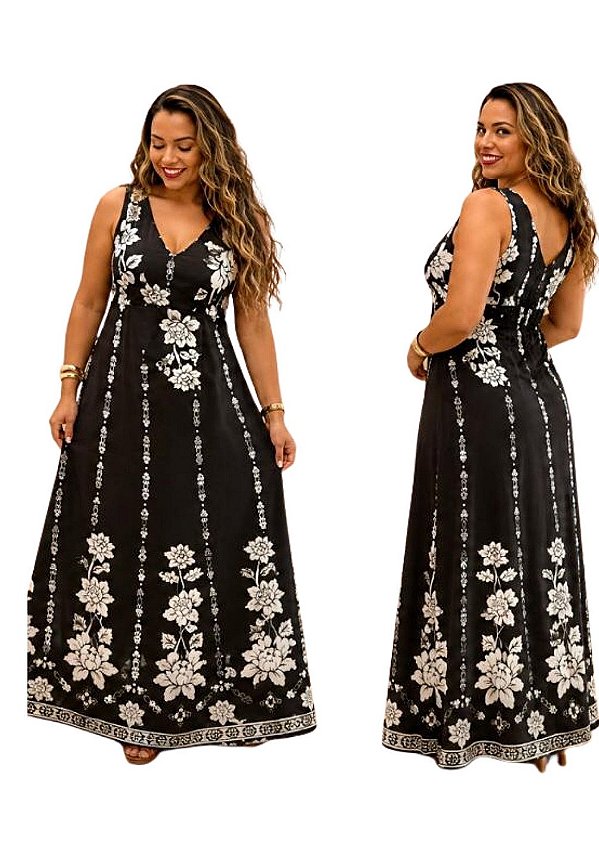 Vestido Laodiceia longo em Viscolinho
