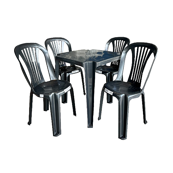CONJUNTO DE MESA DE PLASTICO PRETA SUPER