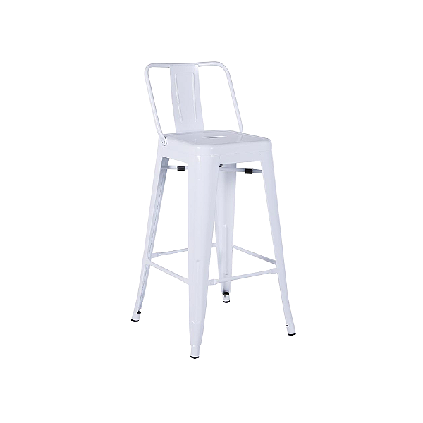 BANQUETA TOLIX ALTA COM ENCOSTO BRANCO