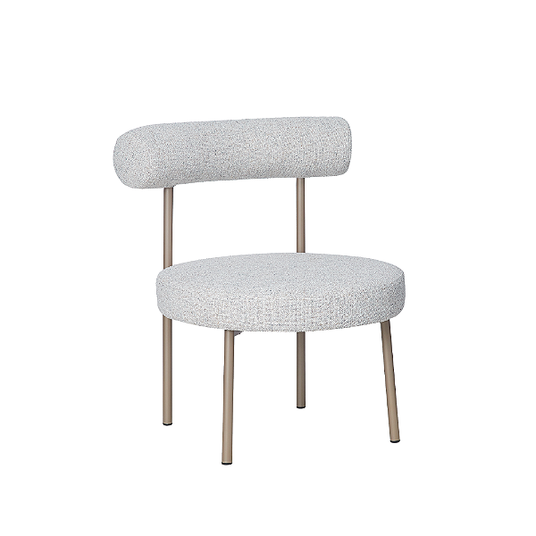 POLTRONA MOMA BASE CHAMPAGNE. LINHO RUSTICO CLARO