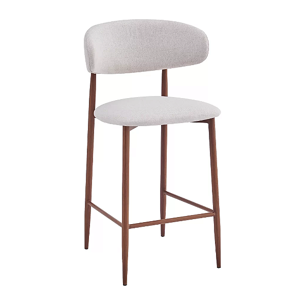 Banqueta Napoli Nude com base Amadeirada