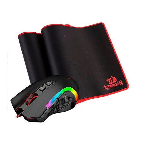 KIT GAMER REDRAGON MOUSE E MOUSEPAD M607-BA NOVO