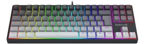 TECLADO GAMER REDRAGON DAKSA PRETO E CINZA RGB COM SWITCH MARROM MODELO K576GG-RGB NOVO