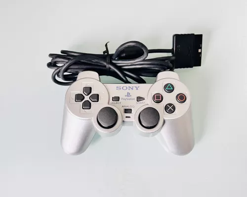 CONTROLE DUALSHOCK 2 CINZA COM FIO USADO