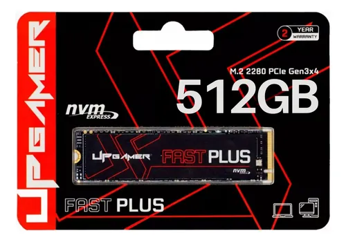 SSD UP GAMER FAST PLUS PCIE GEN3X4 M.2 2280 512GB NOVO