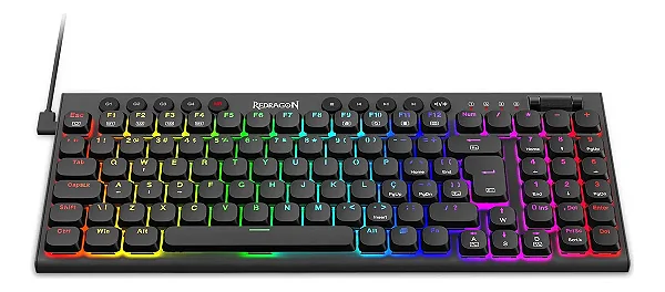 TECLADO MECANICO GAMER REDRAGON SION RGB PRETO SWITCH MARROM NOVO