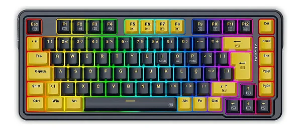 TECLADO MECANICO GAMER ELF RGB PRETO E LARANJA NOVO