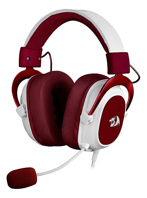 HEADSET GAMER HERO BRANCO COM VERMELHO NOVO