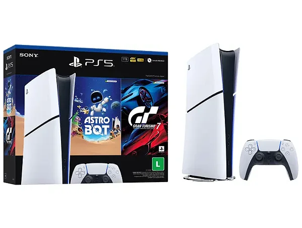 CONSOLE PLAYSTATION 5 SLIM MIDIA DIGITAL BUNDLE: ASTRO BOT E GRAN TURISMO 7 NOVO