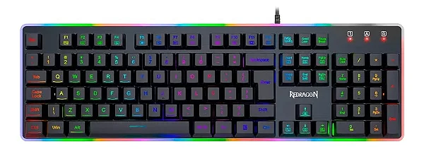 TECLADO GAMER REDRAGON MEMBRANA DYAUS 2RGB PRETO NOVO