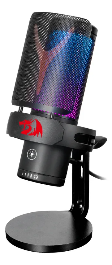 MICROFONE GAMER REDRAGON FENRIS RGB PRETO GM301 NOVO