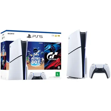 CONSOLE PLAYSTATION 5 SLIM MIDIA FISICA 1TB BUNDLE: ASTRO BOT E GRAN TURISMO 7 NOVO