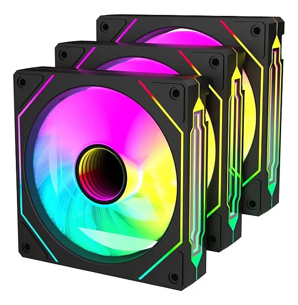 KIT DE FAN 3X 120MM REDRAGON ARGB PRETO - GC-F015 NOVO