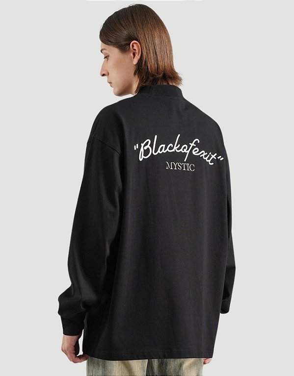 Camiseta Preta Oversized Neck Written Exit