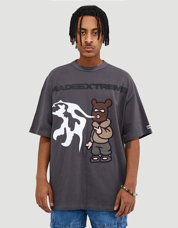 Camiseta Oversized Thieves Gun Cinza