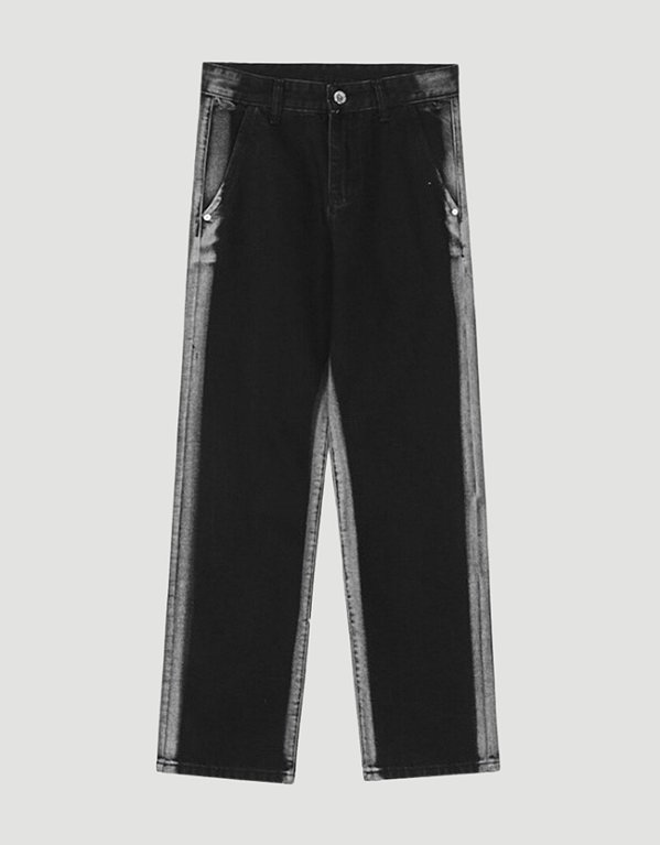 Calça Jeans Fit Preta White Sprayed