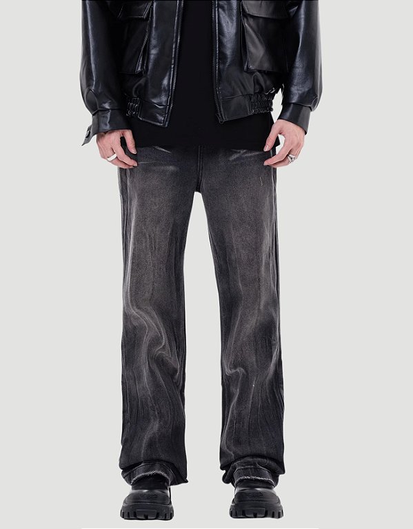 Calça Jeans Biker Light Destroyed Noir