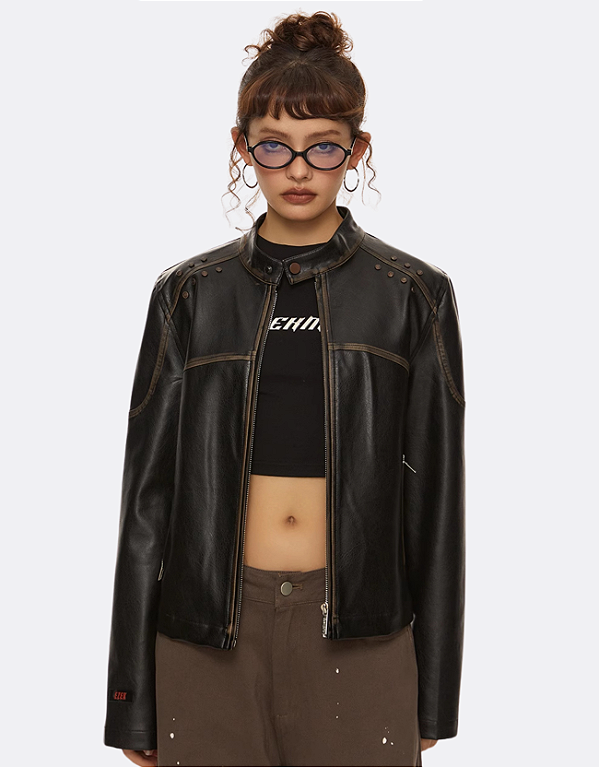 Jaqueta Couro Sintético Retro Biker