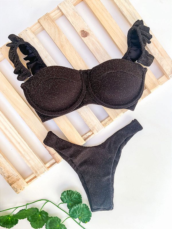 Biquíni Thalyssa Preto Lurex