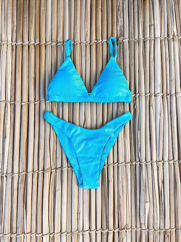 Biquíni Taís Premium Azul Piscina Canelado