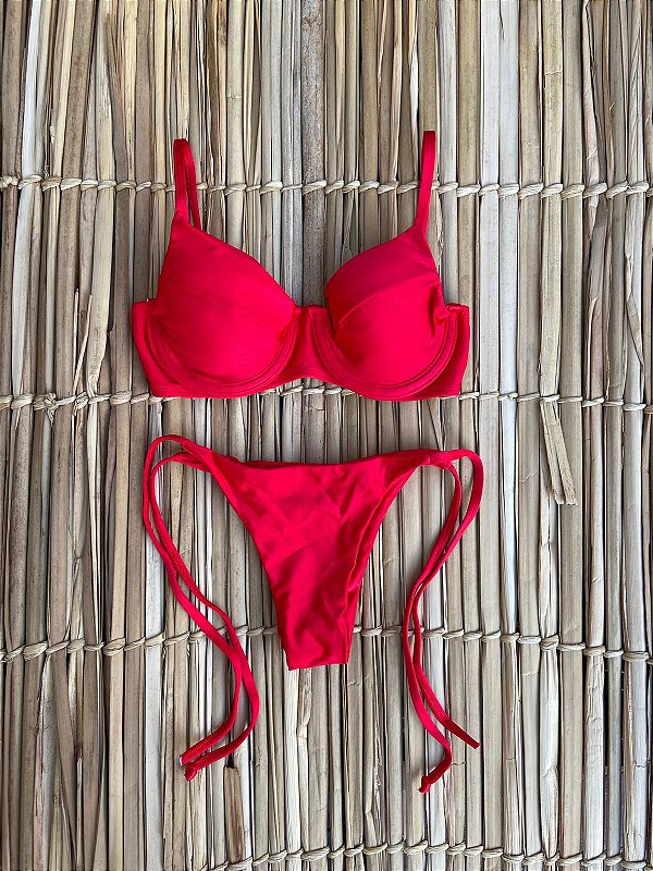 Biquíni Kamilla Vermelho - Calcinha Lacinho