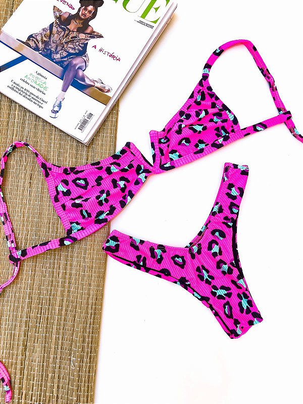 Biquíni Michelli Oncinha Rosa Neon