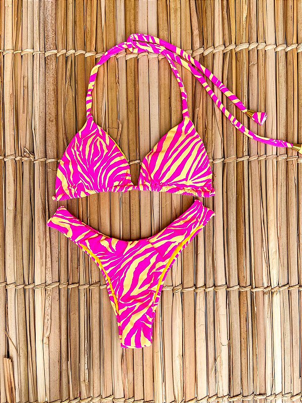 Biquíni Mariana Zebrinha Rosa e Amarelo