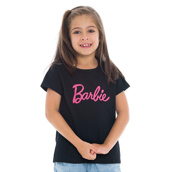 T-Shirt verão infantil menina Preta Barbie