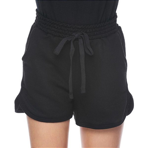 Shorts verão menina moletinho boxer bolso lateral Preto