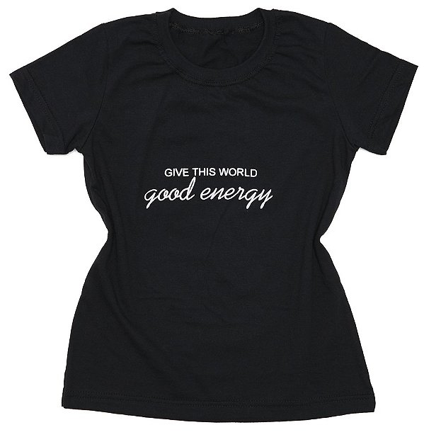 T-Shirt verão Feminina Adulta camiseta Preta Good Energy
