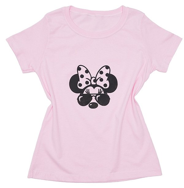 T-Shirt verão Feminina Adulta camiseta Rosa Bebê Minnie