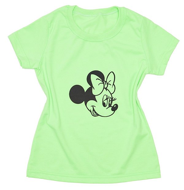 T-Shirt verão Feminina Adulta camiseta Verde Neon Minnie