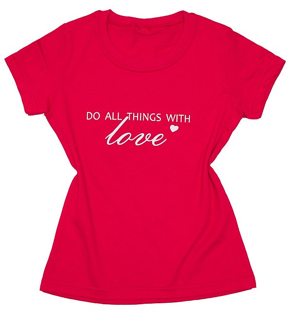 T-Shirt verão Feminina Adulta camiseta Vermelha love