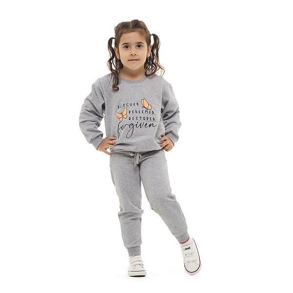 Conjunto Inverno  moletom feminino infantil  Mescla Forgiven