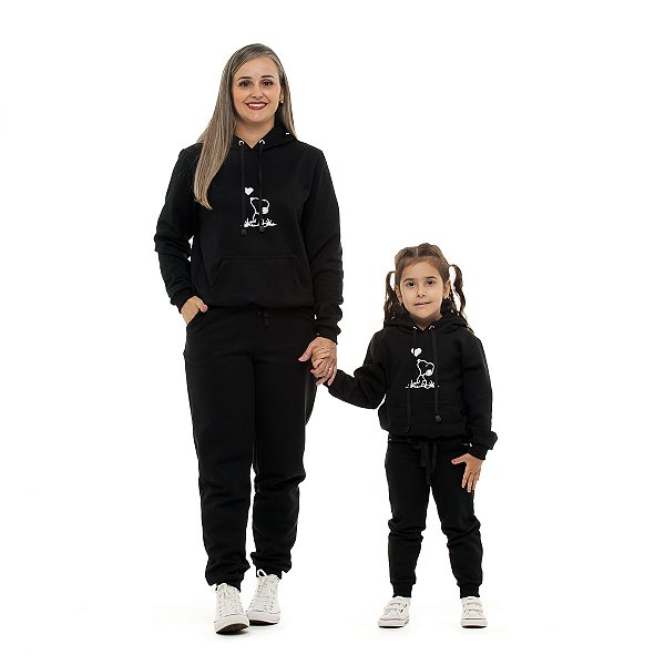 Conjunto Moletom Inverno C/Capuz  Mãe e Filha Snoop