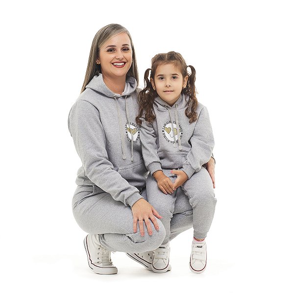 Conjunto Moletom Inverno C/Capuz  Mãe e Filha Smile