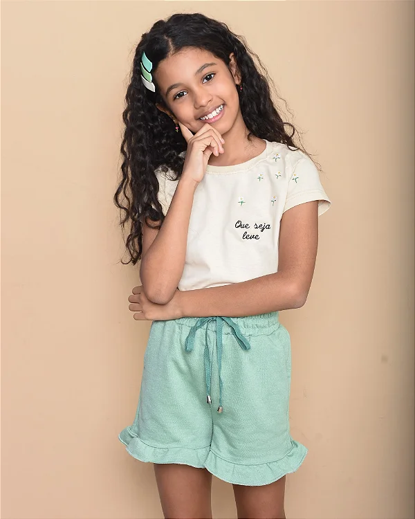 Conjunto Infantil Seja Leve c/ Shorts Verde 2 ao 14
