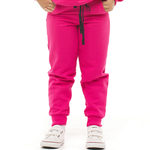 Calça grossa de Moletom Para Meninas Pelúciado Quentinha Na Cor Pink