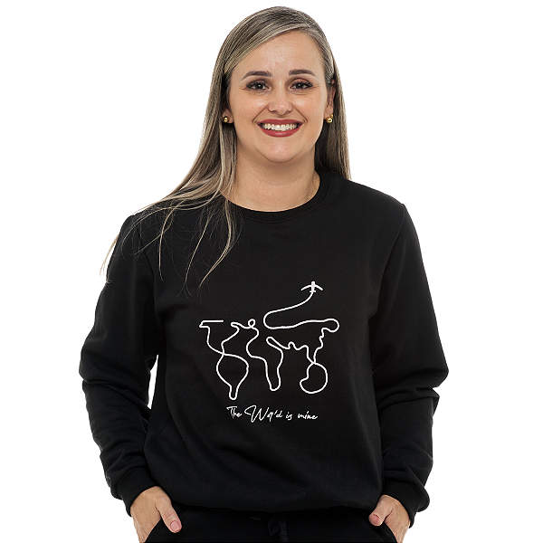 Casaco De Moletom Pelúciado Feminino Adulto Quentinho Preto Word