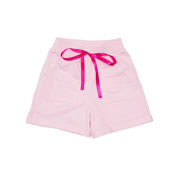 Shorts Bolso Quadrado Feminino Adulto Rosa Bebê