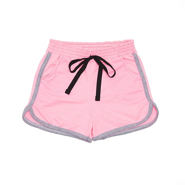 Shorts Boxer Bolso Lateral Feminino Adulto Rosa Neon