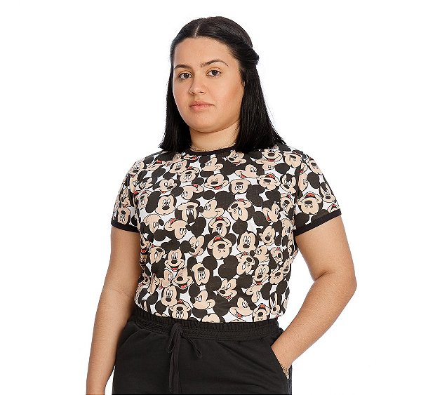 T-Shirt verão Feminina Adulta camiseta Mickey Estampada