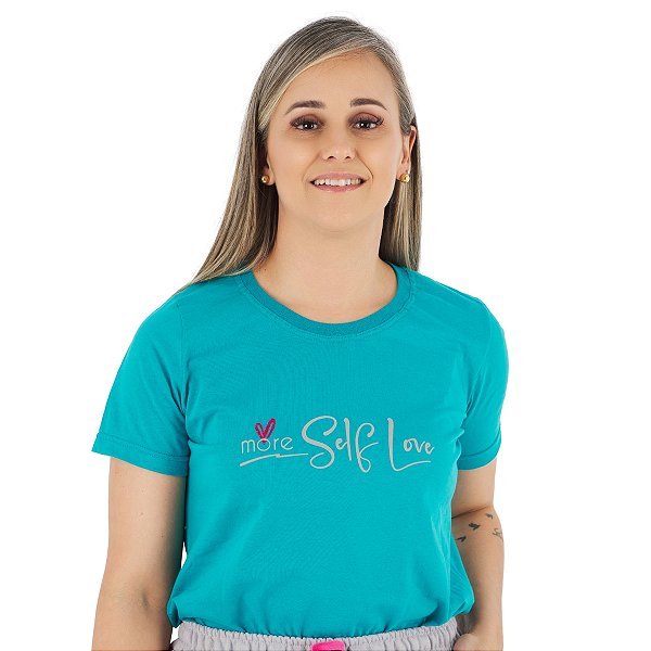 T-Shirt verão Feminina Adulta camiseta Azul Piscina More self P ao G3