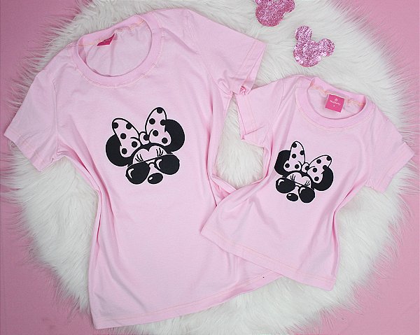 Kit Mãe e Filha Camiseta Minnie Rosa – Tamanhos 2 ao G3