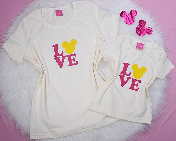 Kit Mãe e Filha Camiseta Minnie Off love – Tamanhos 2 ao G3