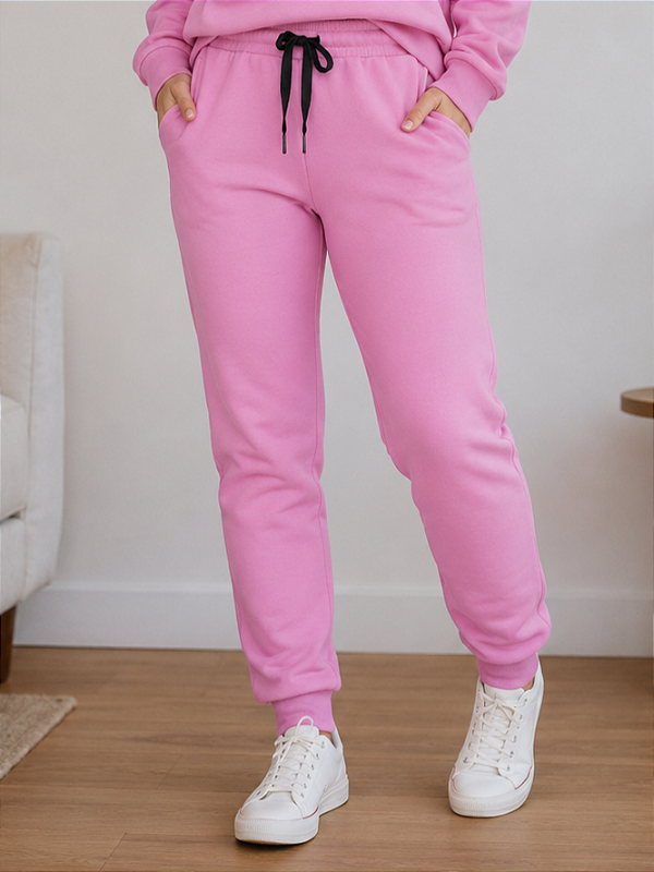 Calça Feminina adulta de Moletom Peluciado Rosa Blush
