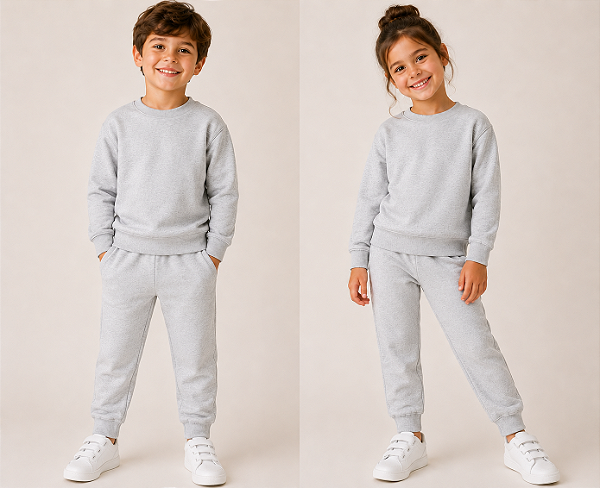 Conjunto Infantil Unissex Mescla de Moletom Peluciado